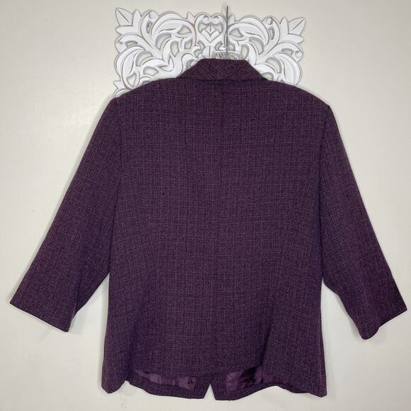 PLAZA SOUTH Women's 14 Jacket Skirt 2-Piece Suit Set 3/4 Sleeve PURPLE BLACK - Picture 3 of 16